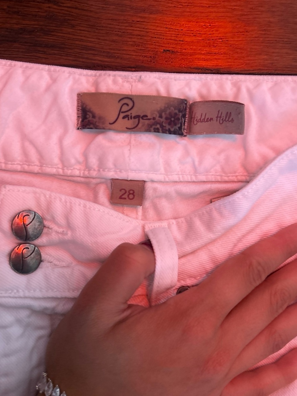 PAIGE Light Pink Flare Jeans - Picture 2 of 4